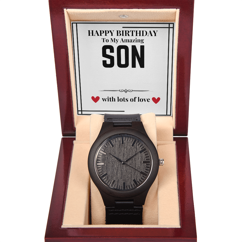 To Son - Happy Birthday to my - Wooden Watch