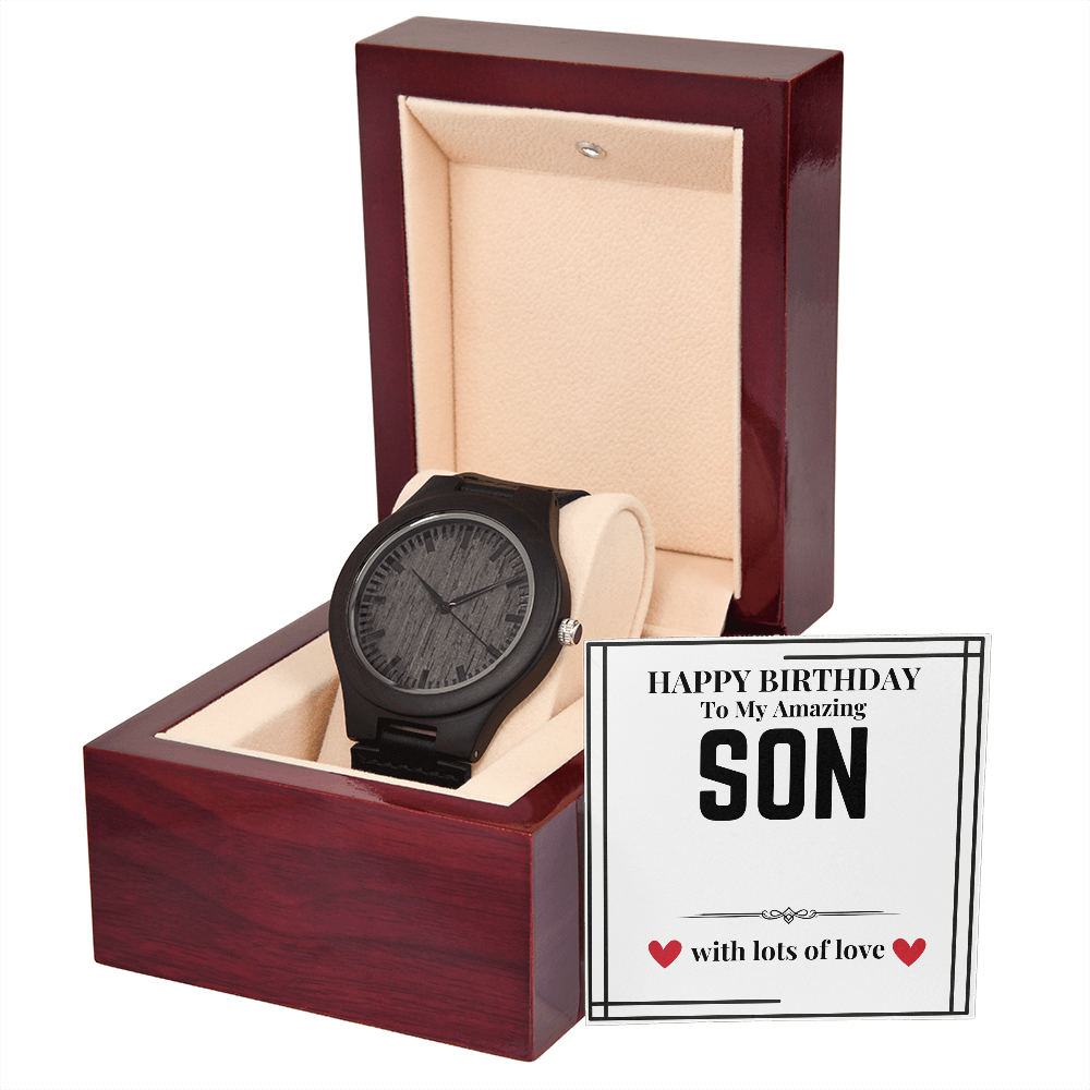 To Son - Happy Birthday to my - Wooden Watch