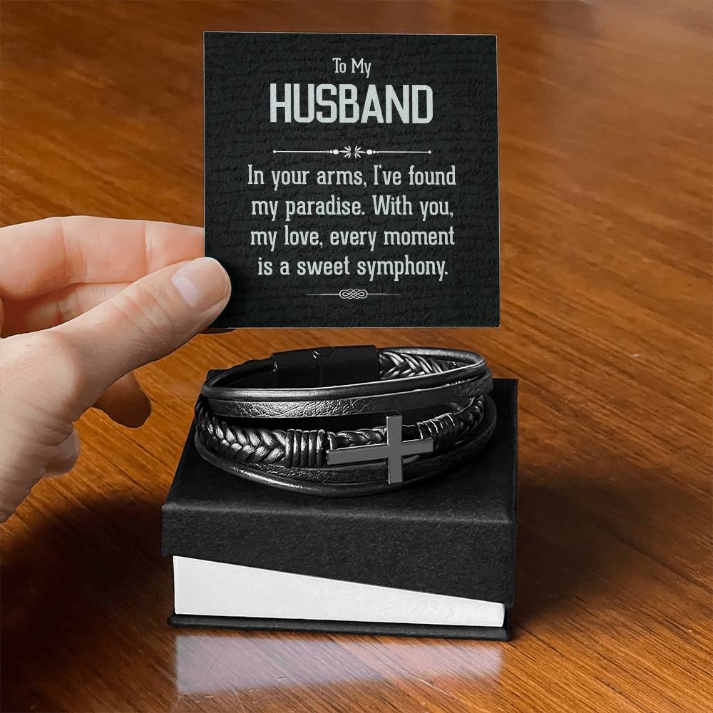 To Husband - To my husband - Men's Cross Bracelet