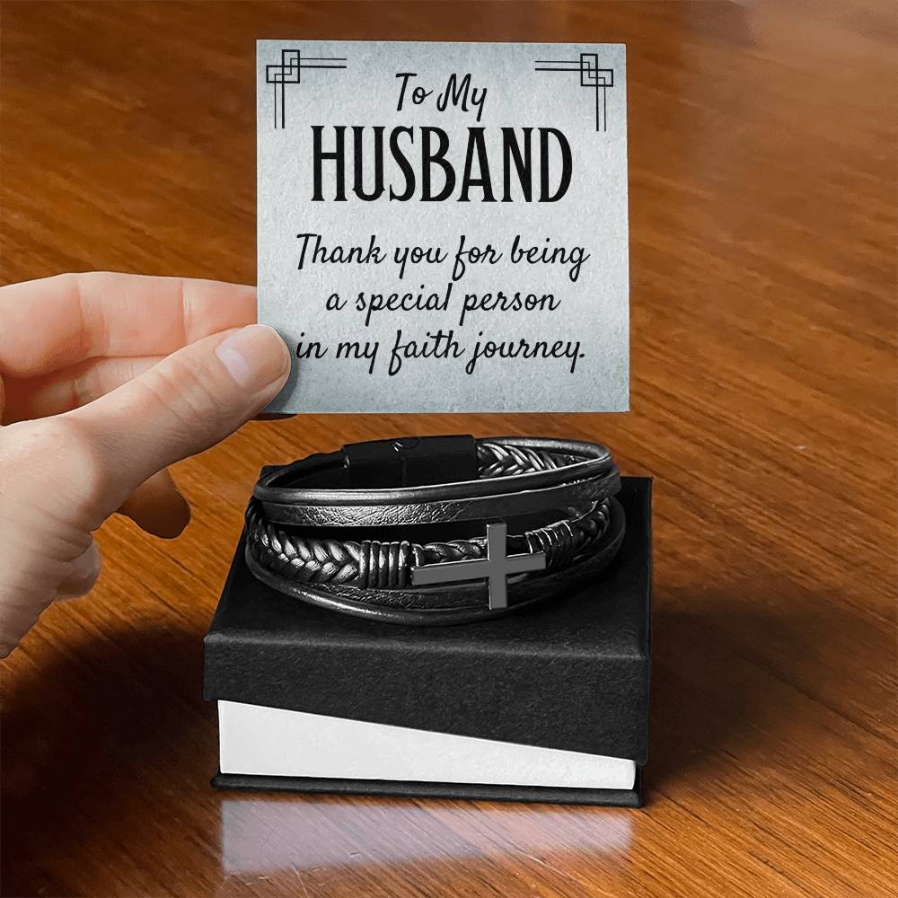 To Husband - To my husband - Men's Cross Bracelet