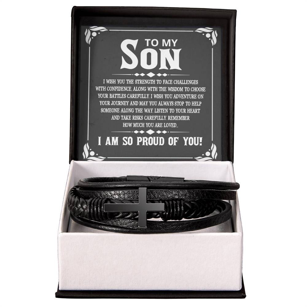 To Son - To my son. I wish - Men's Cross Bracelet