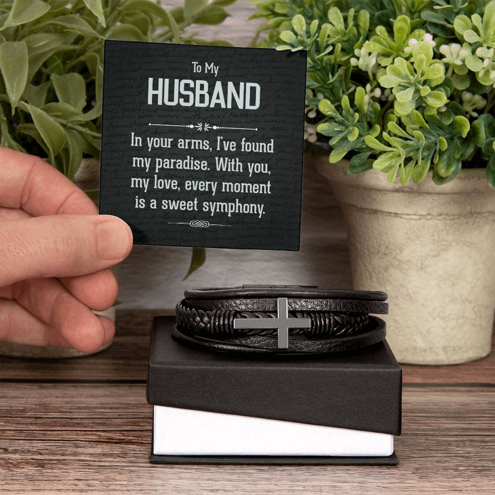 To Husband - To my husband - Men's Cross Bracelet
