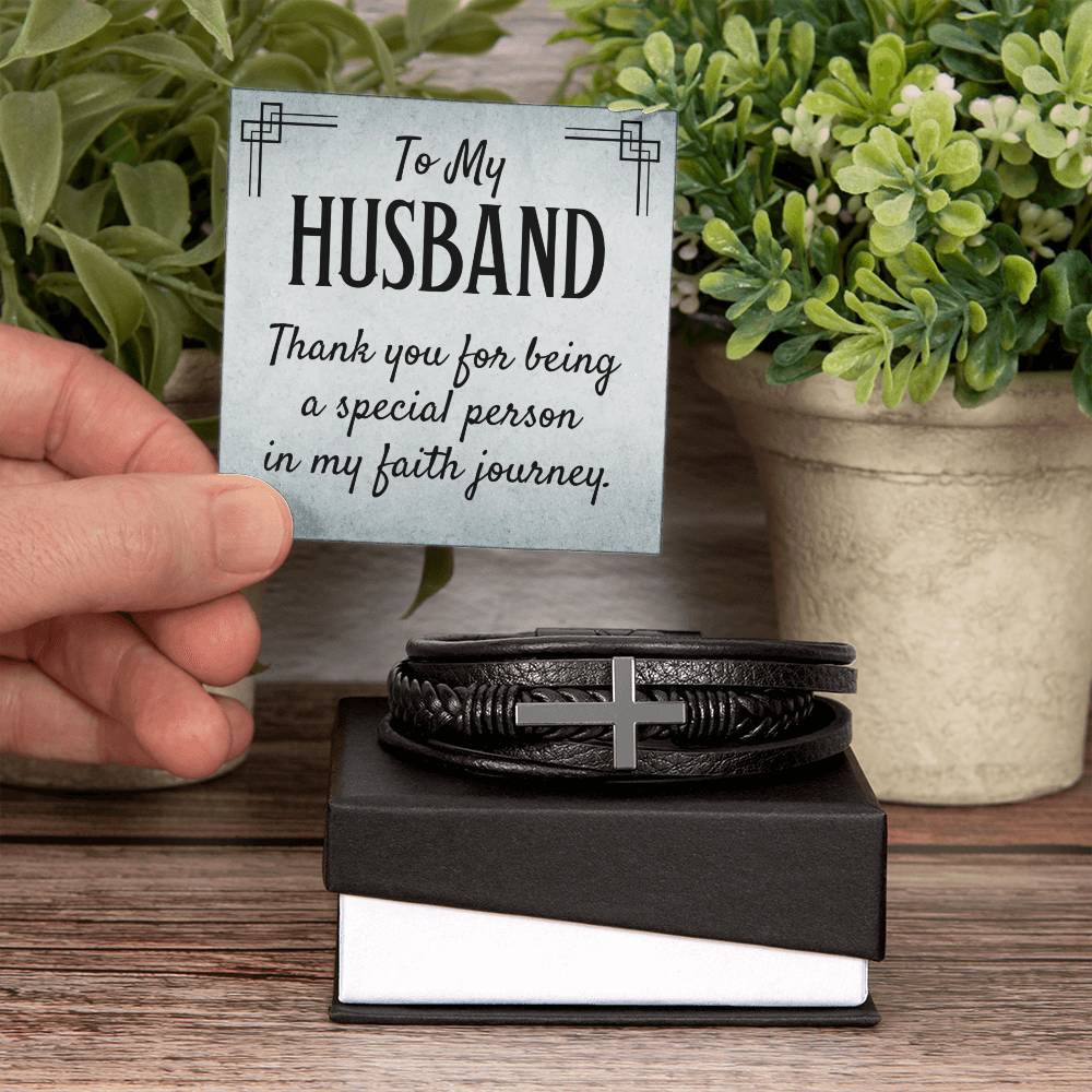To Husband - To my husband - Men's Cross Bracelet