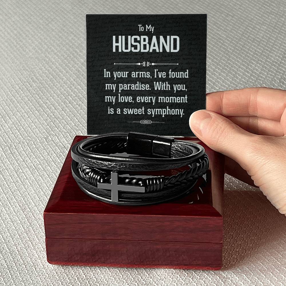 To Husband - To my husband - Men's Cross Bracelet