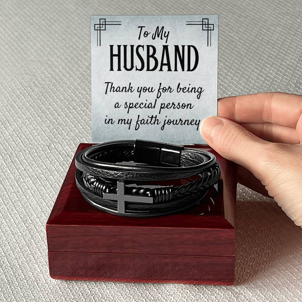 To Husband - To my husband - Men's Cross Bracelet