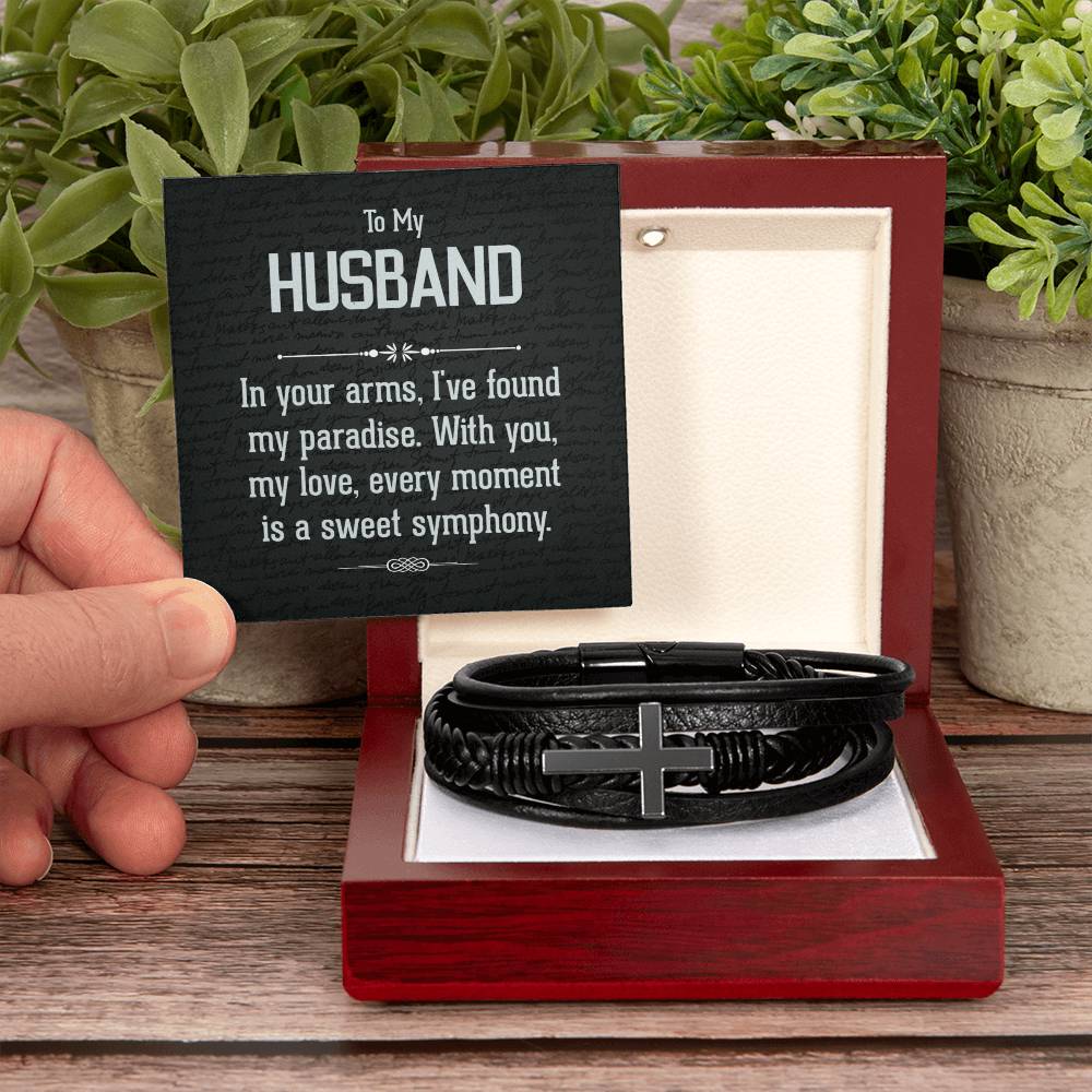 To Husband - To my husband - Men's Cross Bracelet