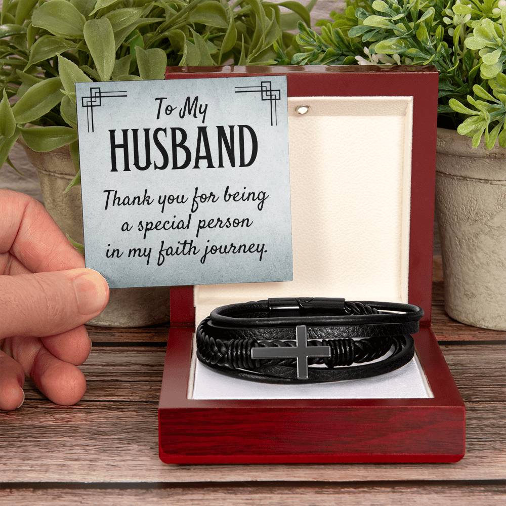 To Husband - To my husband - Men's Cross Bracelet