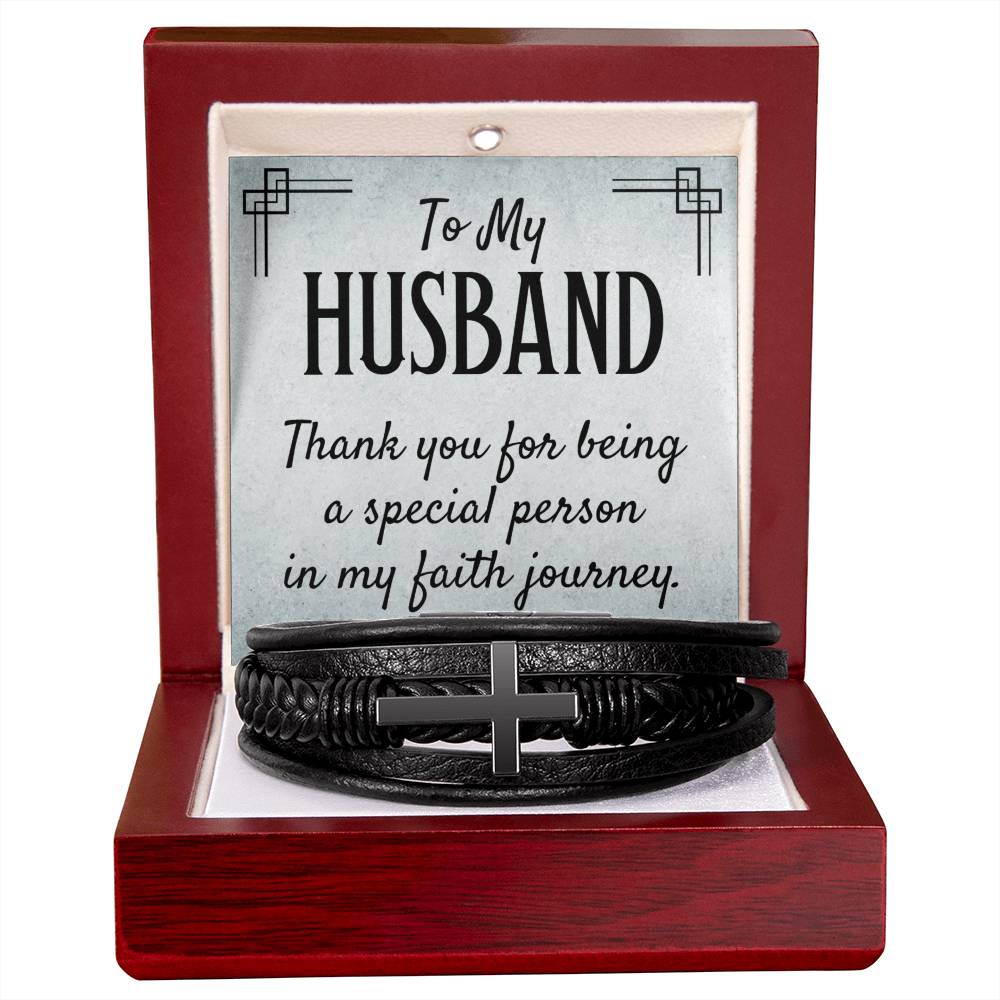 To Husband - To my husband - Men's Cross Bracelet