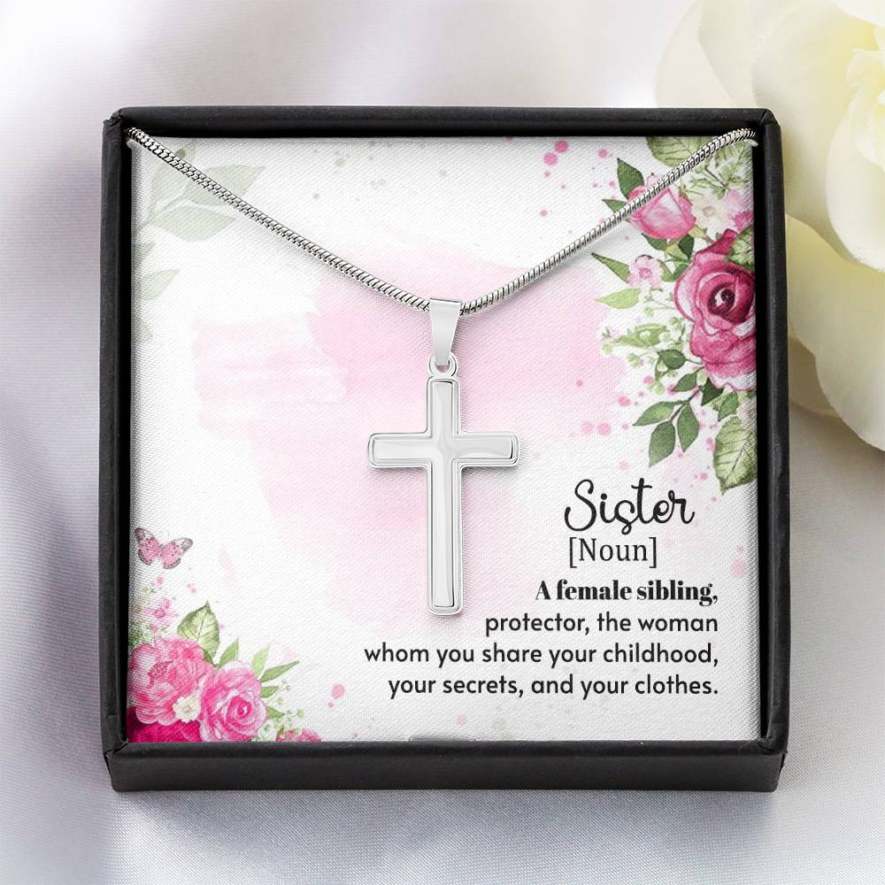 To Sister - A female sibling - Artisan Cross Necklace