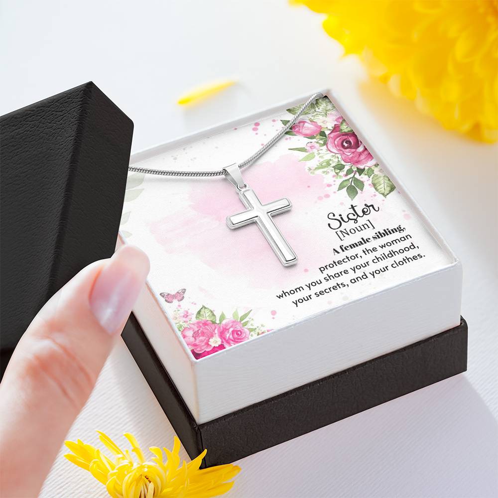 To Sister - A female sibling - Artisan Cross Necklace