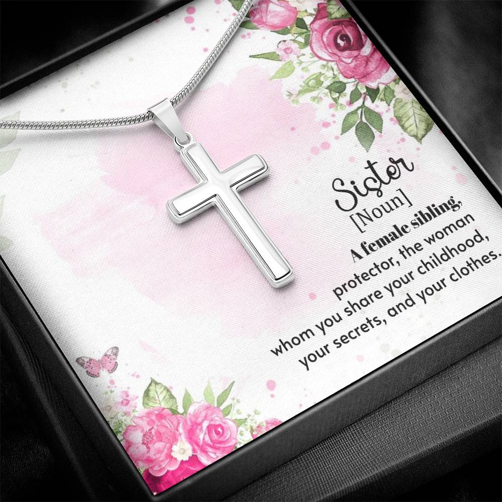 To Sister - A female sibling - Artisan Cross Necklace