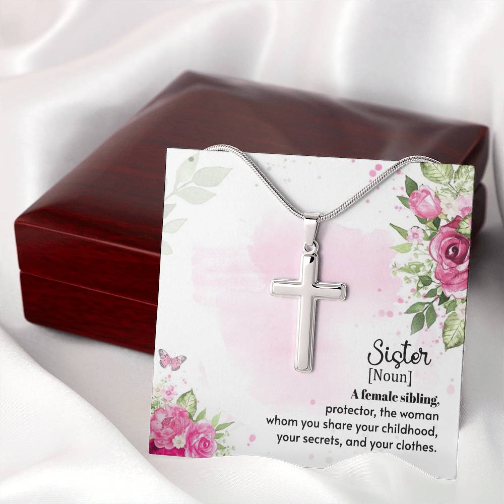 To Sister - A female sibling - Artisan Cross Necklace