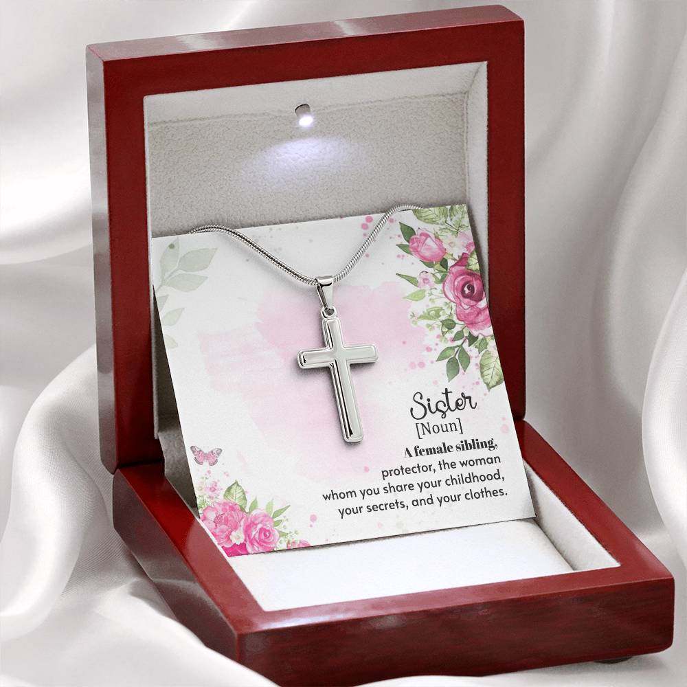 To Sister - A female sibling - Artisan Cross Necklace
