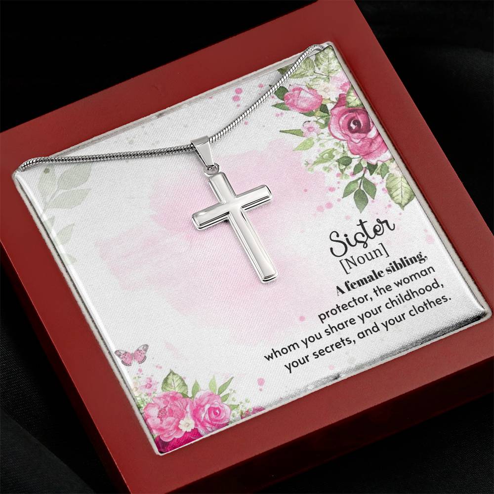 To Sister - A female sibling - Artisan Cross Necklace