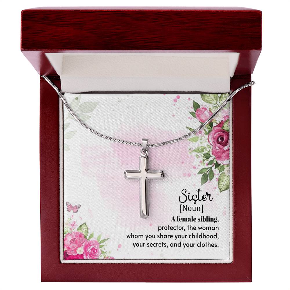To Sister - A female sibling - Artisan Cross Necklace