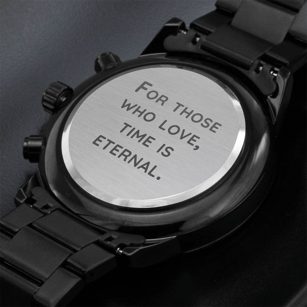 All - For those who - Black Chronograph Watch with Engraving