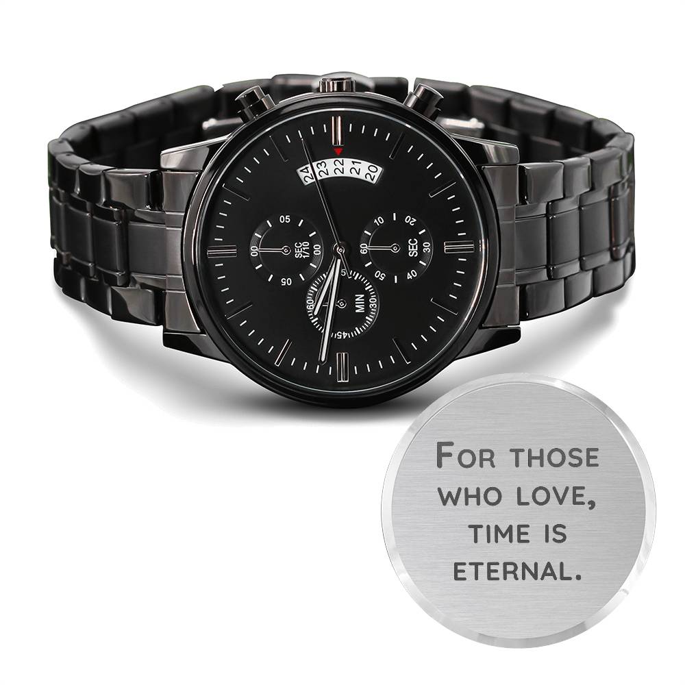 All - For those who - Black Chronograph Watch with Engraving