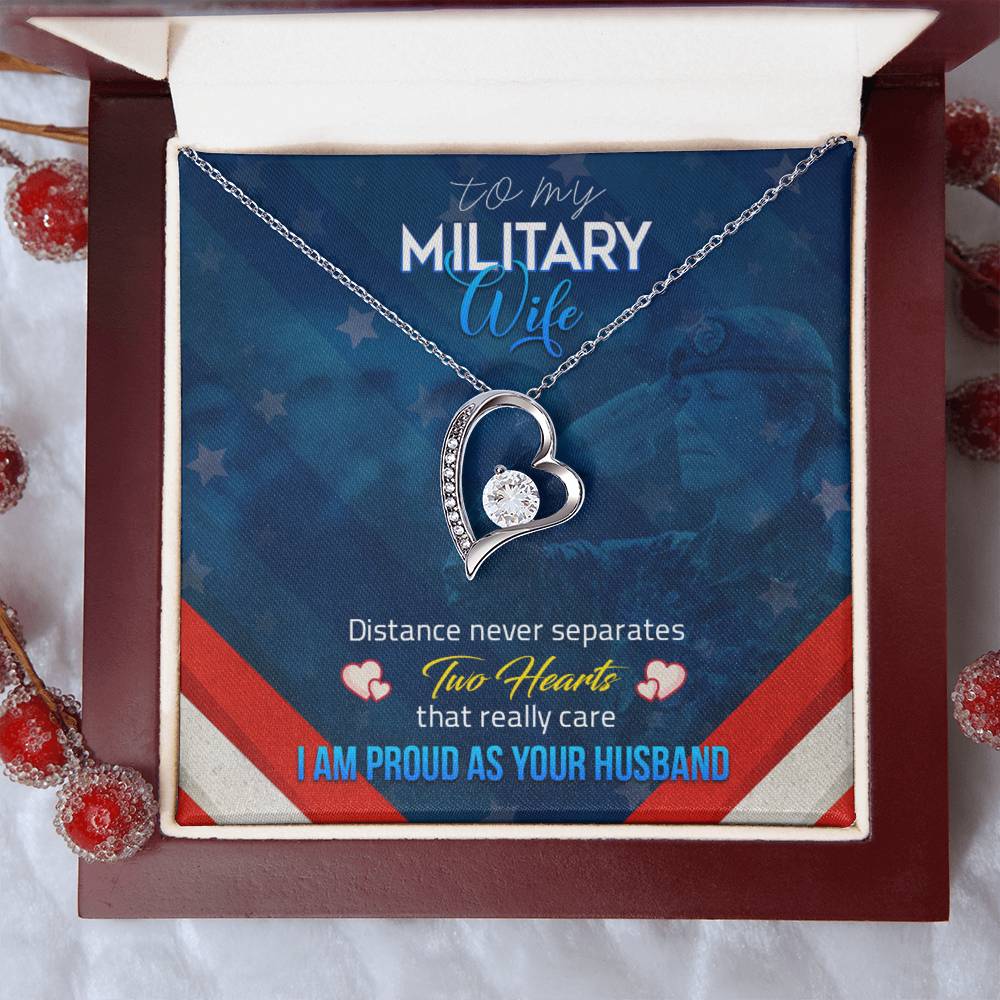 To Military Wife - Distance never separates - Forever Love Necklace