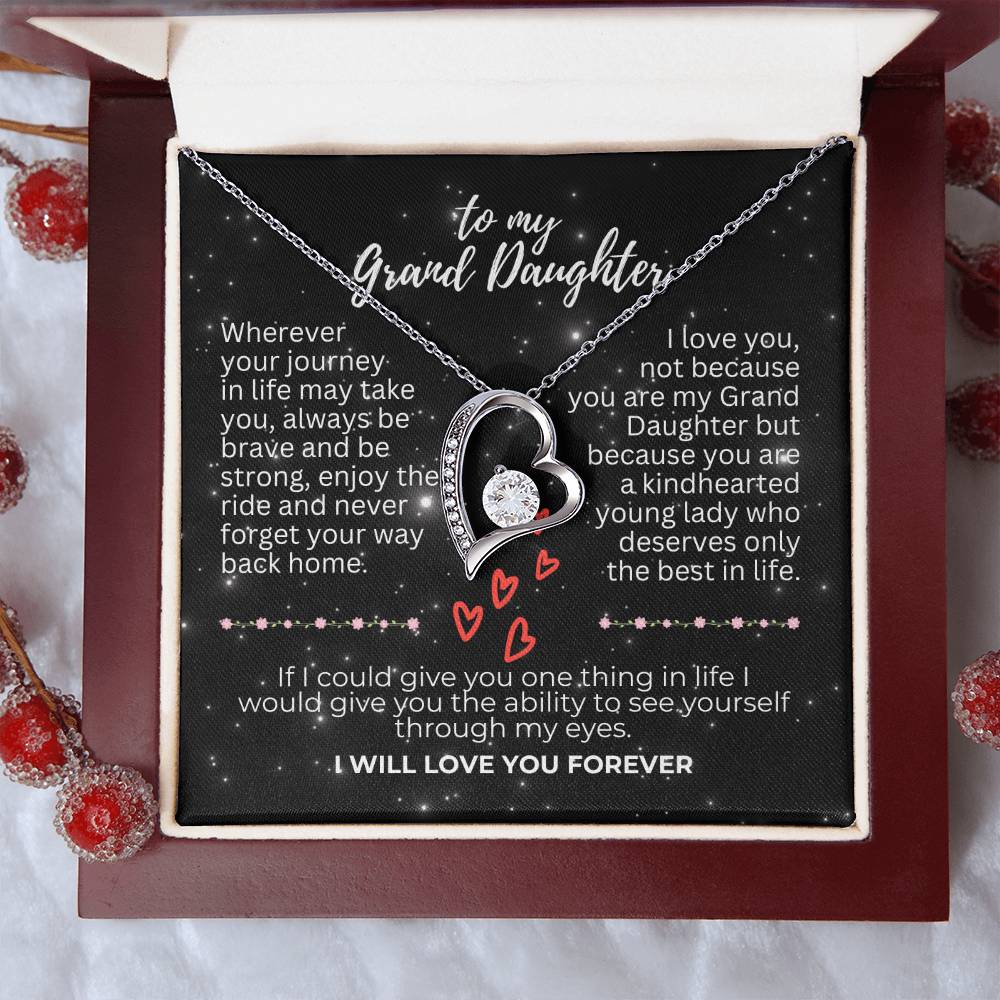 To Grand Daughter - Wherever your journey - Forever Love Necklace