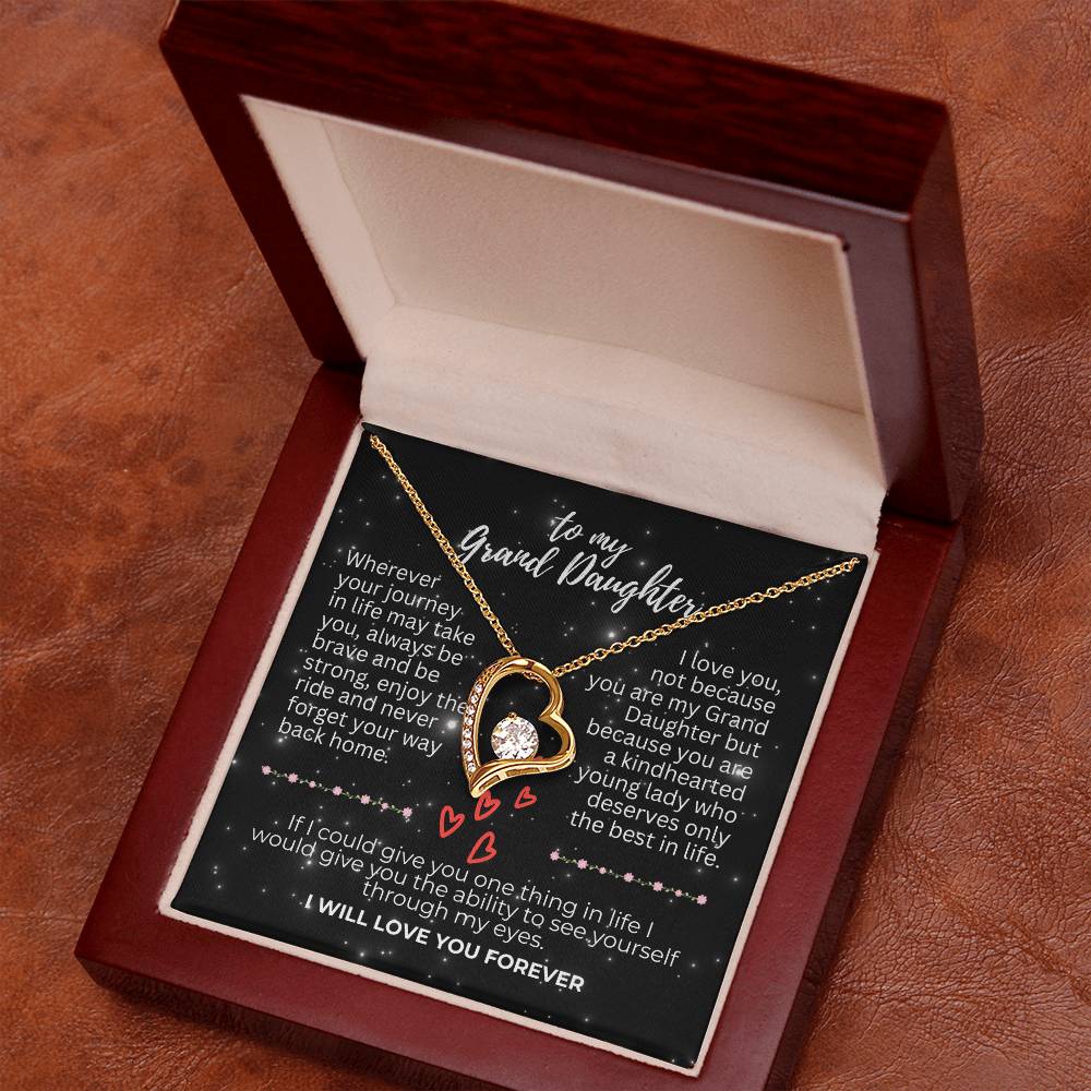 To Grand Daughter - Wherever your journey - Forever Love Necklace