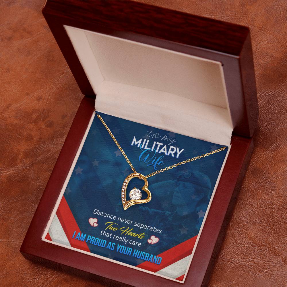 To Military Wife - Distance never separates - Forever Love Necklace