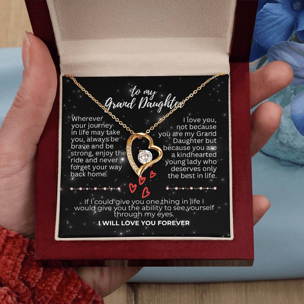 To Grand Daughter - Wherever your journey - Forever Love Necklace