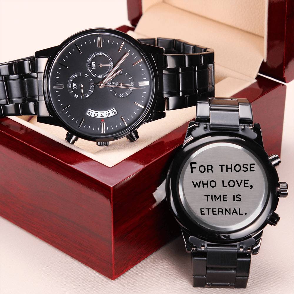 All - For those who - Black Chronograph Watch with Engraving