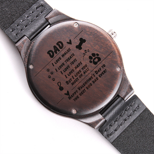 Dad - I love walks - Wood Watch with Engraving