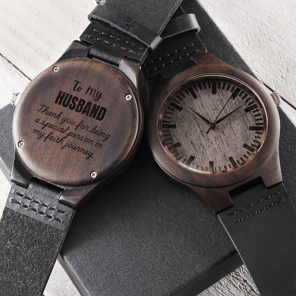 To Husband - To my husband - Wood Watch with Engraving