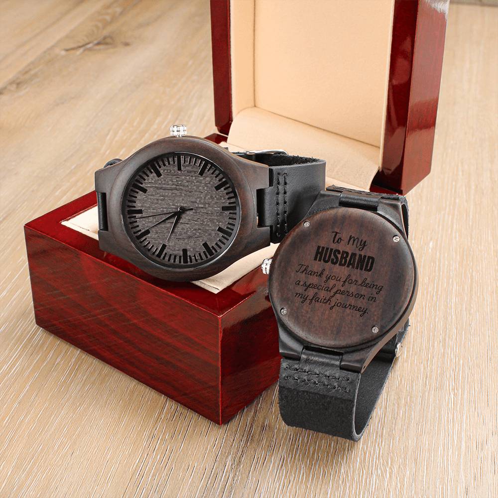 To Husband - To my husband - Wood Watch with Engraving