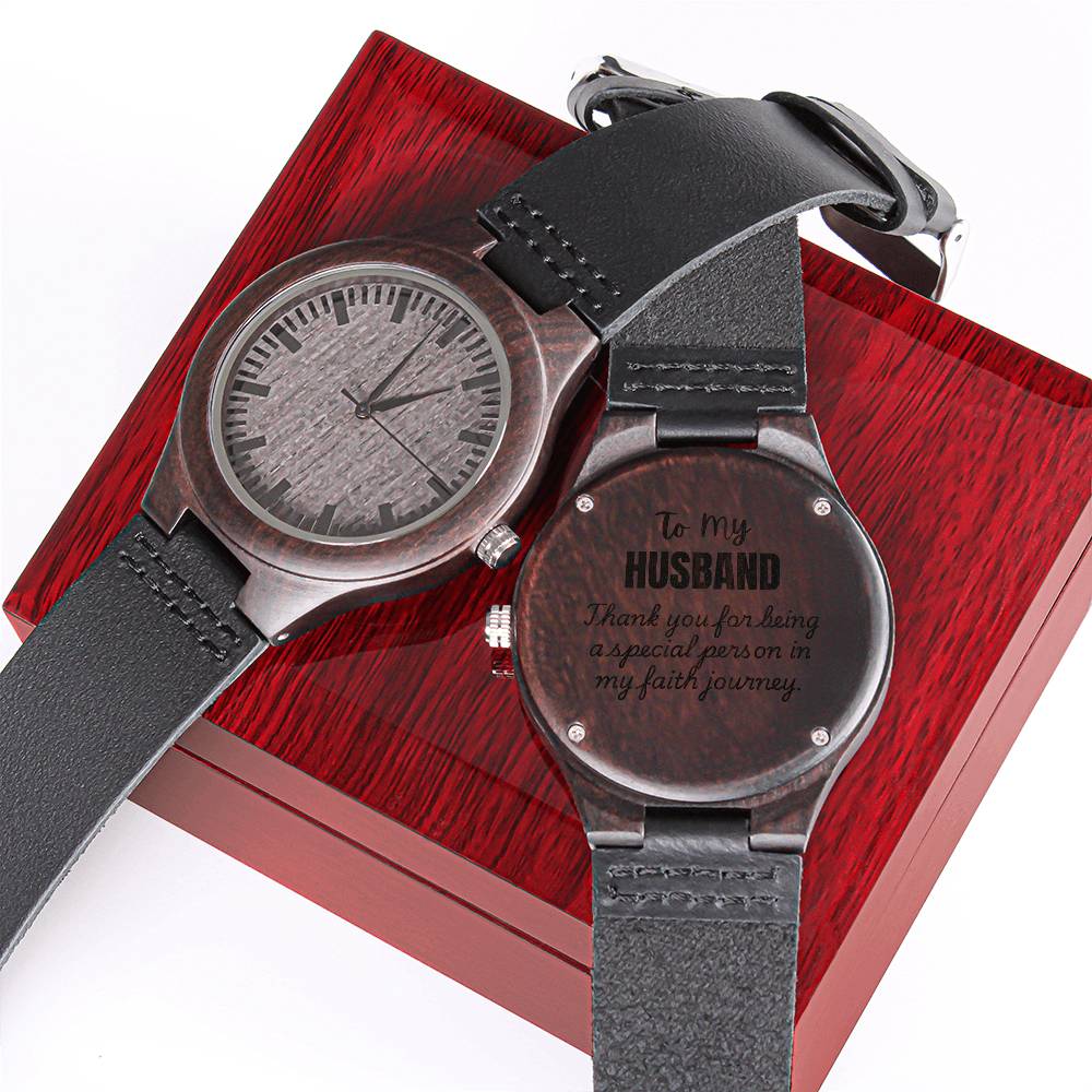 To Husband - To my husband - Wood Watch with Engraving