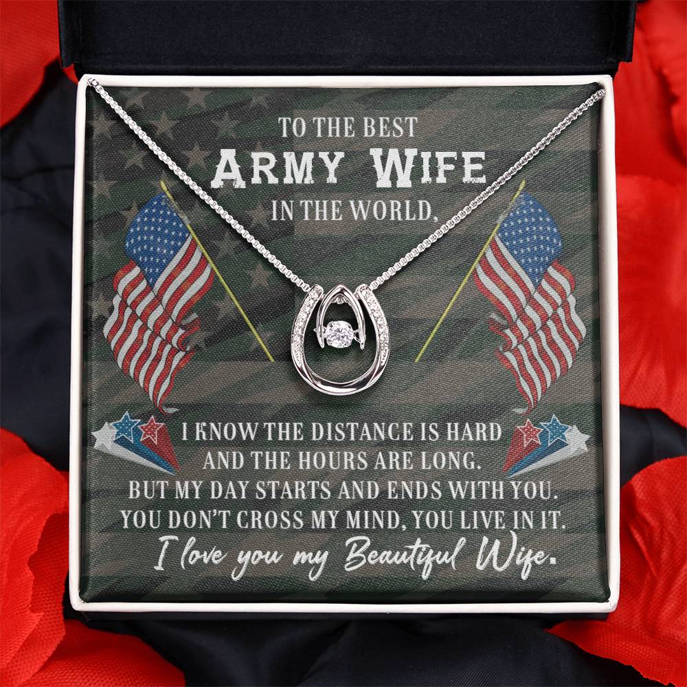 To Army Wife - I know the distance - Lucky In Love Necklace