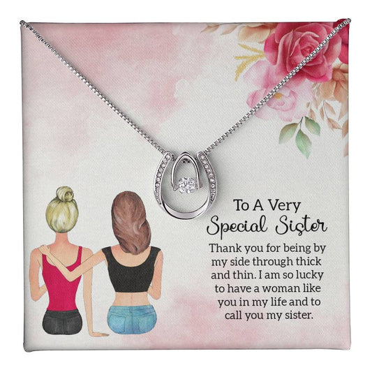 To Sister - Thank you - Lucky In Love Necklace