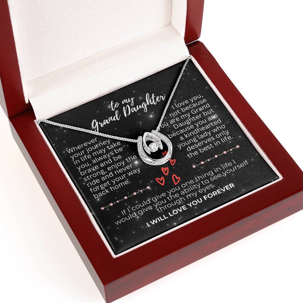 To Grand Daughter - Wherever your journey - Lucky In Love Necklace