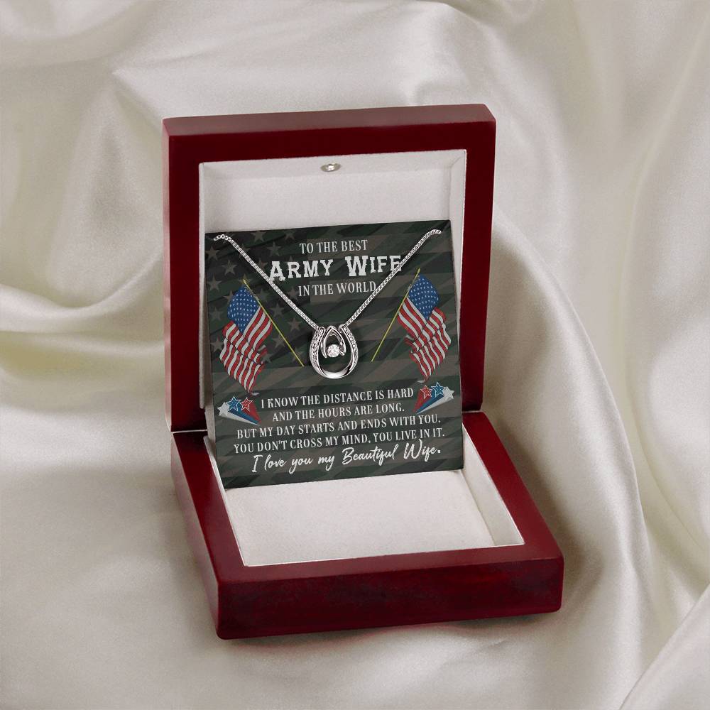 To Army Wife - I know the distance - Lucky In Love Necklace