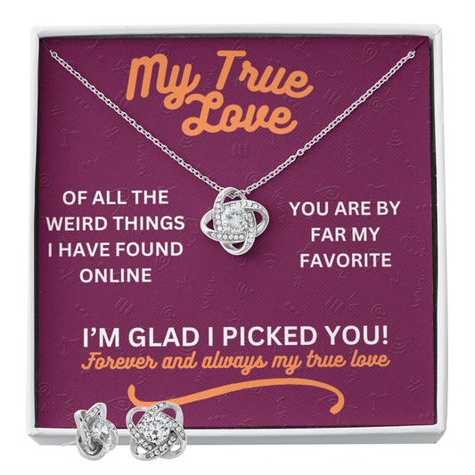 My true love - Of all the weird things - Love Knot Necklace & Earring Set