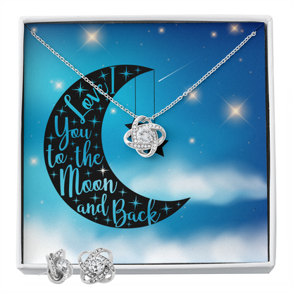 Love - To the moon and back - Love Knot Necklace & Earring Set