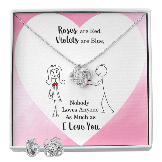 To love - Roses are red - Love Knot Necklace & Earring Set