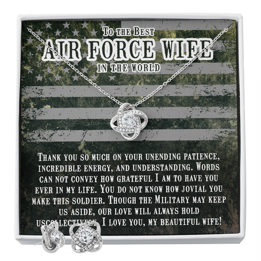 To Air Force Wife - Thank you so much - Love Knot Necklace & Earring Set