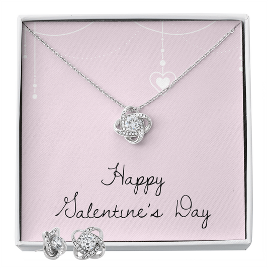 Valentine's Day - Heart - Love Knot Necklace & Earring Set