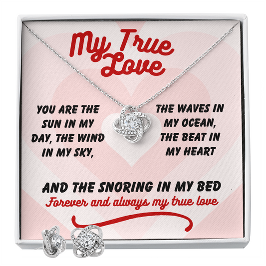 My true love - You are the sun - Love Knot Necklace & Earring Set