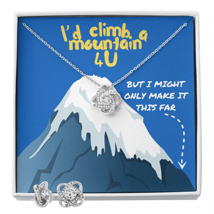 Love - I'd climb a mountain - Love Knot Necklace & Earring Set