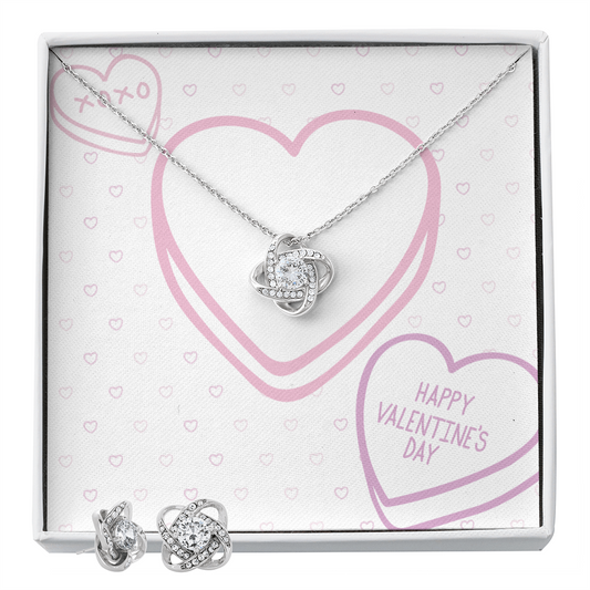 Valentine's Day - XOXO - Love Knot Necklace & Earring Set