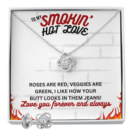 To Smokin' Hot Love - Roses are red - Love Knot Necklace & Earring Set