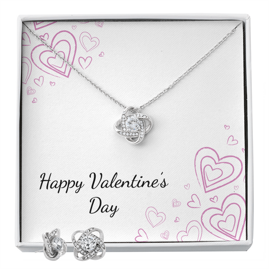 Valentine's Day - Hearts - Love Knot Necklace & Earring Set