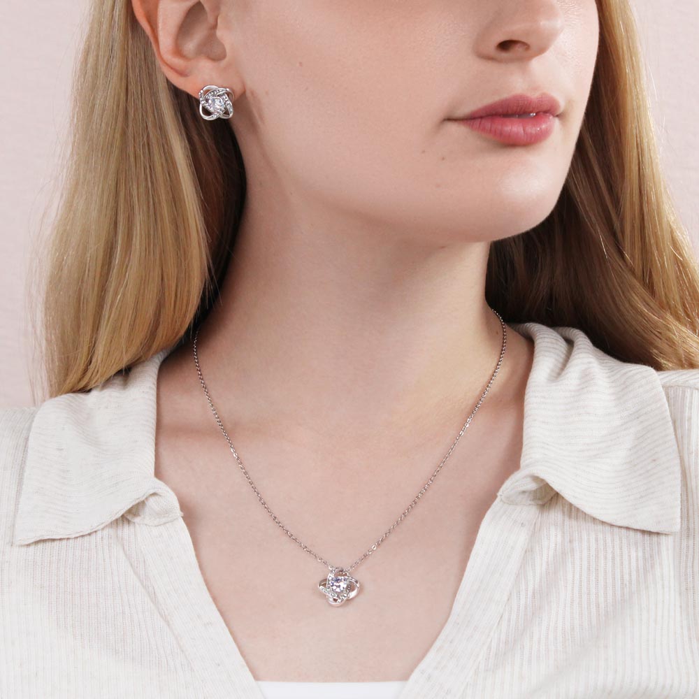 To the woman - Who knows exactly - Love Knot Necklace & Earring Set