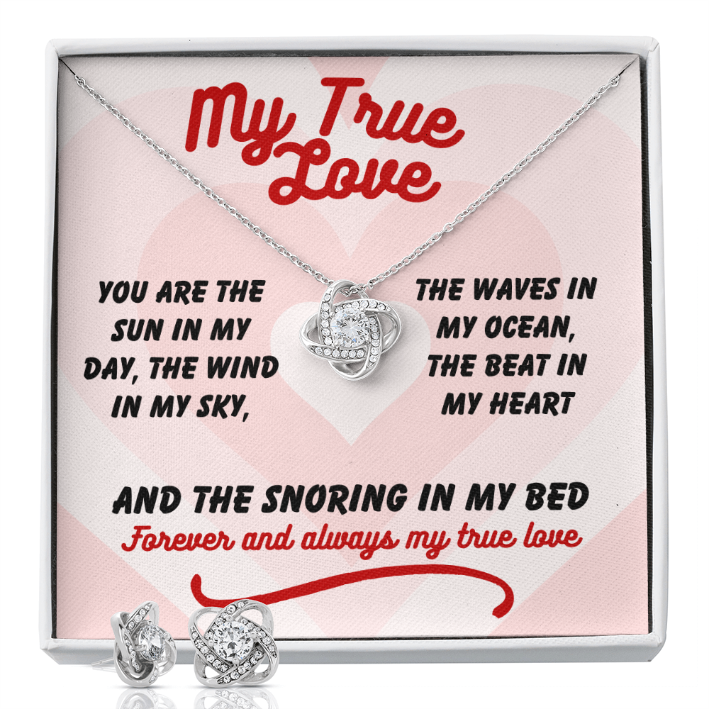 My true love - You are the sun - Love Knot Necklace & Earring Set