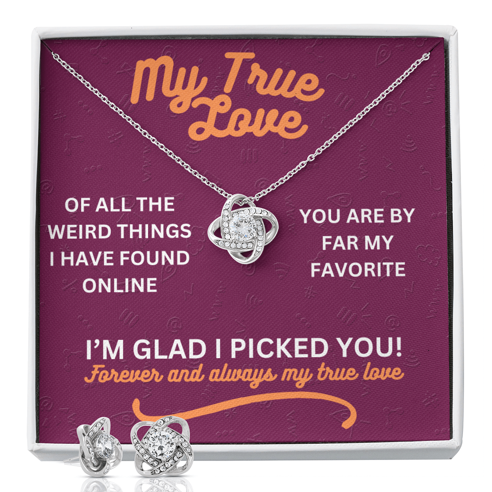 My true love - Of all the weird things - Love Knot Necklace & Earring Set