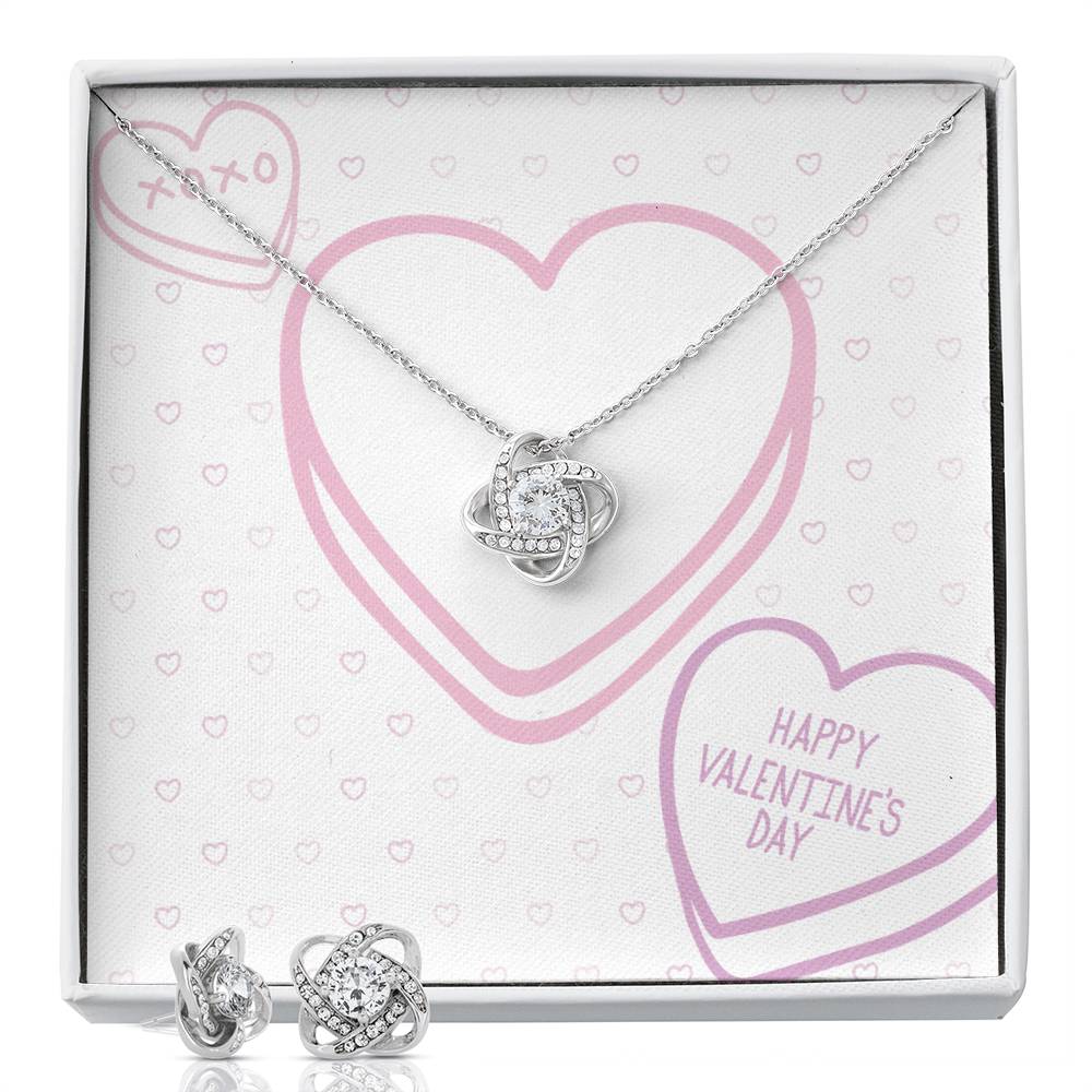 Valentine's Day - XOXO - Love Knot Necklace & Earring Set