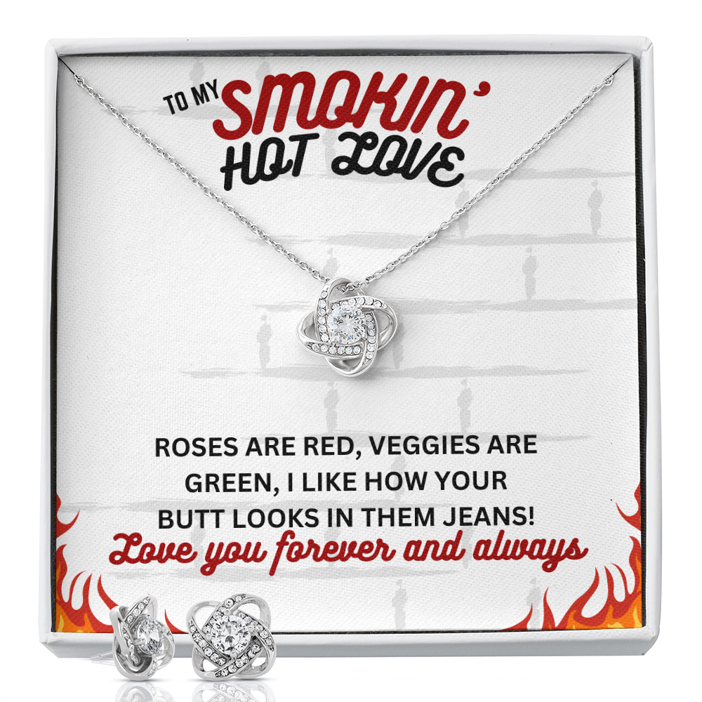 To Smokin' Hot Love - Roses are red - Love Knot Necklace & Earring Set